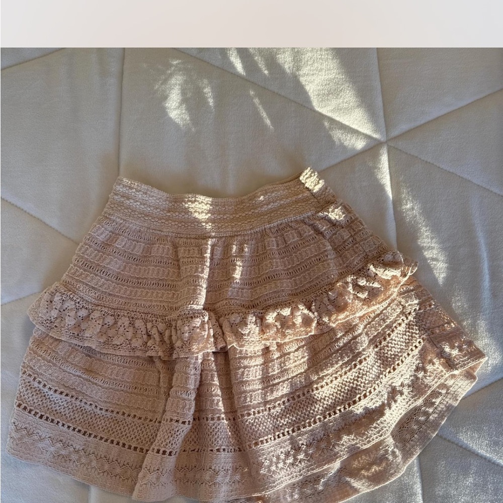 aerie Blush Pink Crochet Tiered Skater Skirt